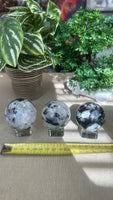 Rainbow moonstone spheres