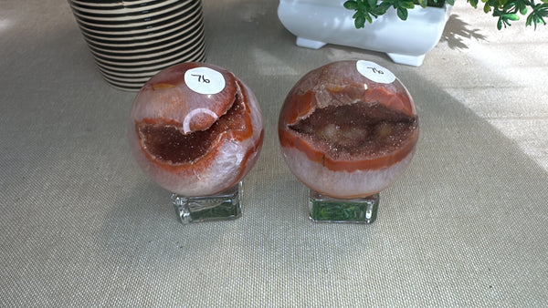 Carnelian druzy spheres