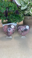 Ice Rhodonite Hearts