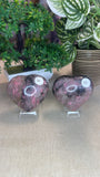 Ice Rhodonite Hearts