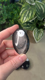 Silver obsidian palm stones