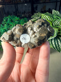 Chalcopyrite on calcite clusters