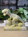 Green Jade T-Rex Carving with Eggs