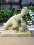 Green Jade T-Rex Carving with Eggs