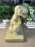 Green Jade T-Rex Carving with Eggs
