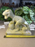 Green Jade T-Rex Carving with Eggs