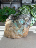 Smokey Quartz Cluster with malachite
