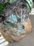Smokey Quartz Cluster with malachite