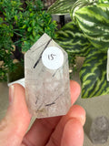 Black tourmaline in Quartz points