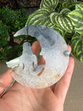 Moss Agate Meditating Lady in Moon