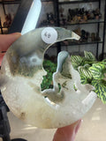 Moss Agate Meditating Lady in Moon