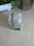White Fluorite Sphere with Pyrite