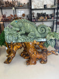 Green Jade Iguana with custom stand