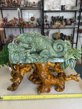 Green Jade Iguana with custom stand