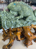 Green Jade Iguana with custom stand