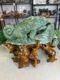Green Jade Iguana with custom stand