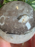 White Fluorite with Pyrite Sphere