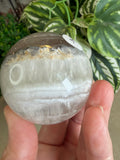 White Fluorite with Pyrite Sphere