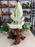 Green Jade Phoenix with custom stand