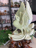 Green Jade Phoenix with custom stand