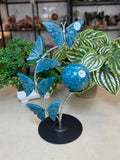 Blue Apatite Butterfly Sphere Stand