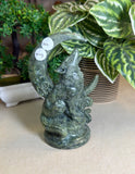 Green Jade wolf and moon