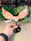 Pink Agate Heart with Wings