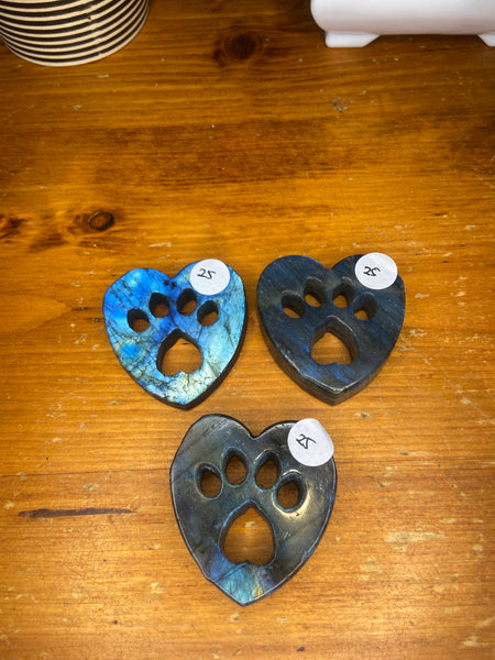 Labradorite Heart shape paw print