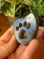 Labradorite Heart shape paw print