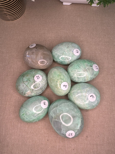 Green Moonstone Palm Stones