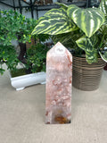 Pink Amethyst and Flower Agate Tower