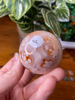 Carnelian and Flower Agate sphere