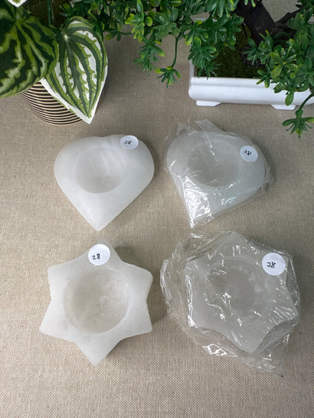 Selenite Tea Light Candle Holders