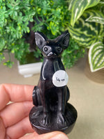 Obsidian Sphynx Cat carving