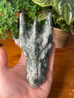 Green Spotted Jasper Dragon Head