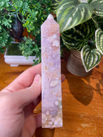 Pink Amethyst with flower agate Tower