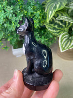 Obsidian Sphynx Cat carving