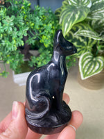 Obsidian Sphynx Cat carving