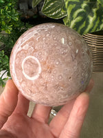 Pink Amethyst and flower agate sphere