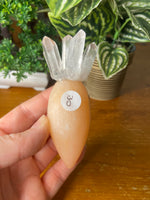 Peach Selenite and Quartz carrot