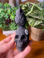 Obsidian Skull with Owl